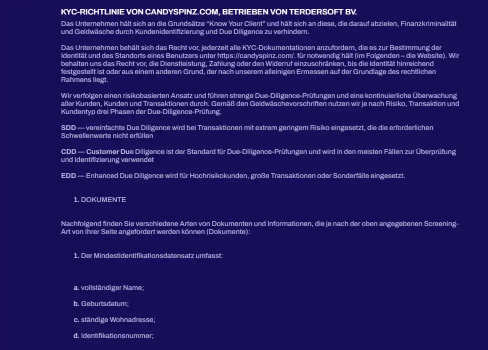 CandySpinz Anmeldung und Verifizierung: KYC erklärt
